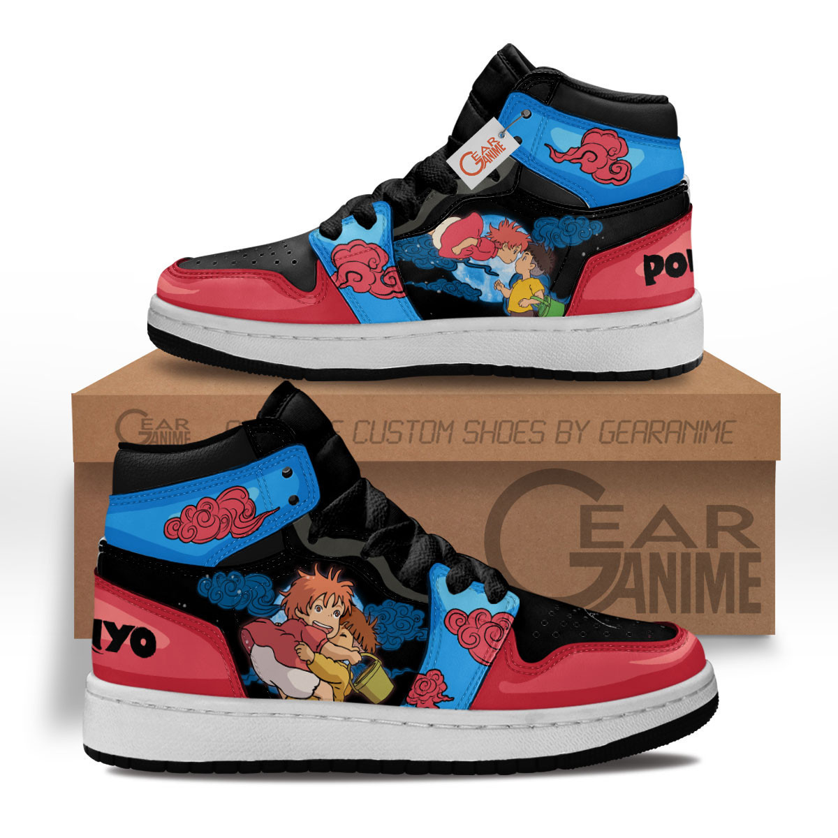 Ponyo Custom Anime Kids High-Top Leather Sneakers MV2103