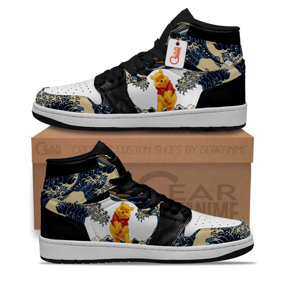 Pooh Kanagawa Great Wave High-Top Leather Sneakers