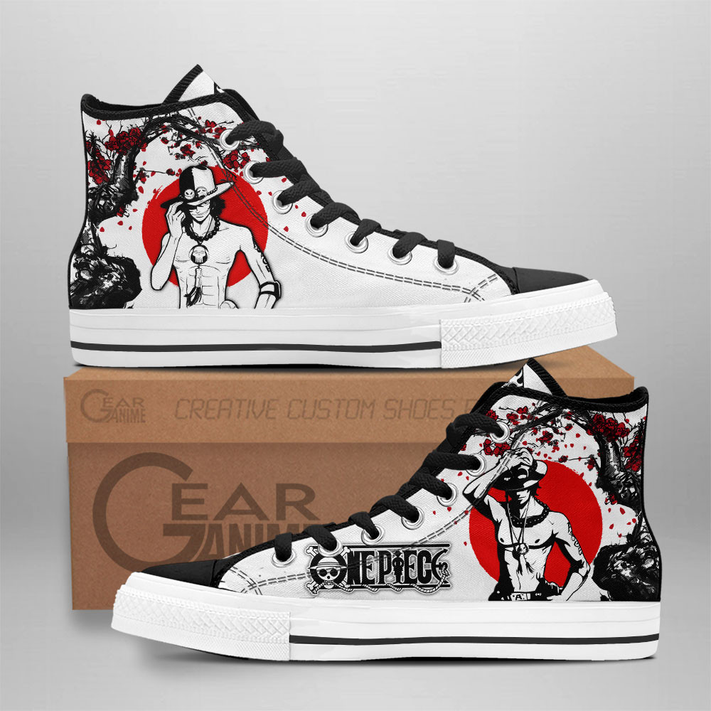 Portgas Ace Custom Anime High-Top Canvas Shoes