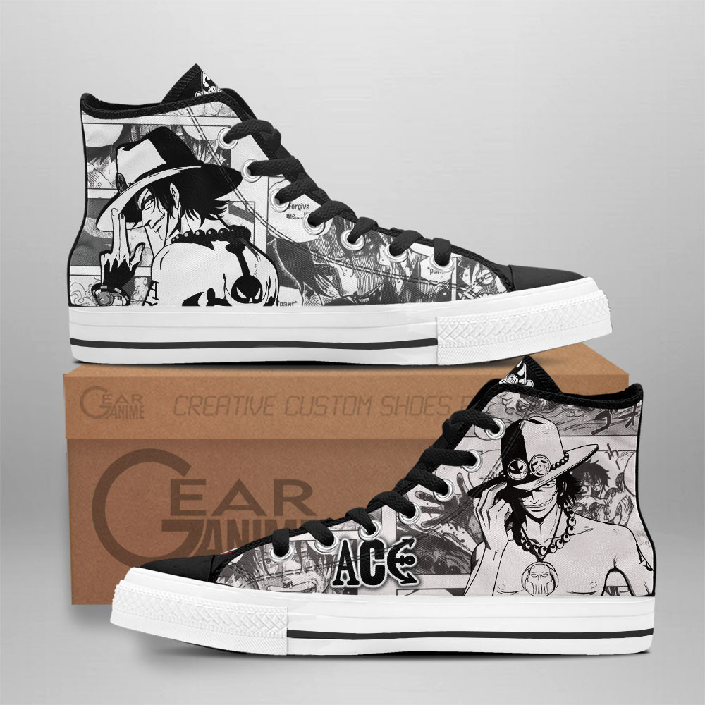 Portgas D. Ace Custom Anime High-Top Canvas Shoes
