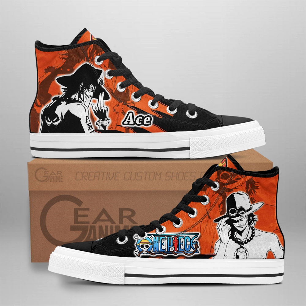 Portgas D. Ace Custom Anime High-Top Canvas Shoes