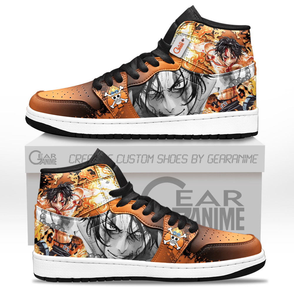 Portgas D. Ace Custom Anime High-Top Leather Sneakers