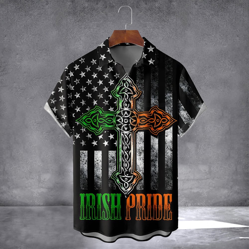 Pride Irish American Flag Hawaiian Shirt With Pocket Best St Patricks Day Shirts Him Gifts