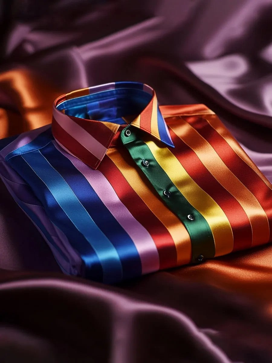 Pride Month Rainbow Plaid Art Button Shirt LGBTQ Celebration Apparel Gift For Fashion Enthusiasts