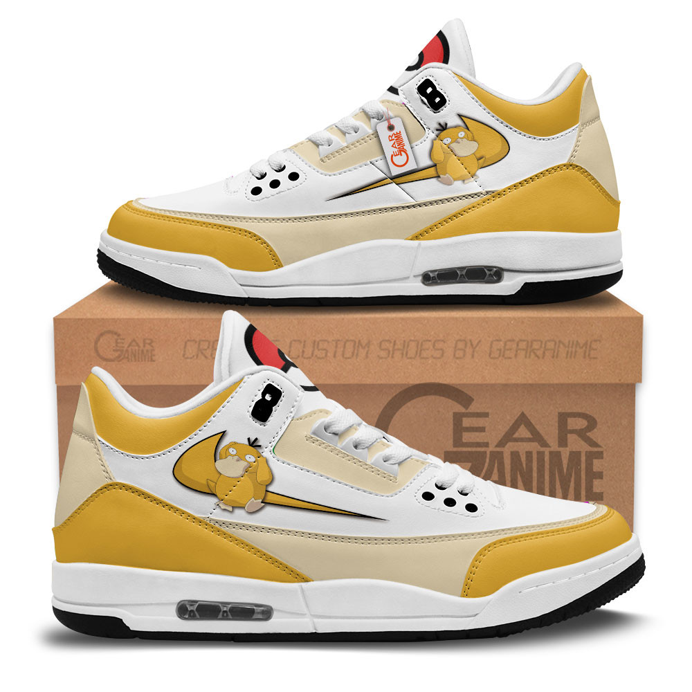 Psyduck Custom Anime Retro 3 Leather Sneakers Headaches Edition
