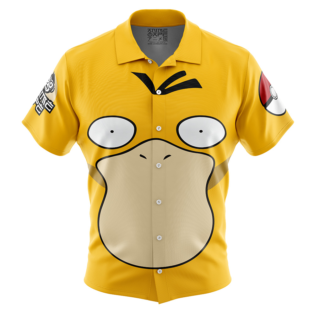 Psyduck Face Pokemon Button Up  Hawaiian Shirt