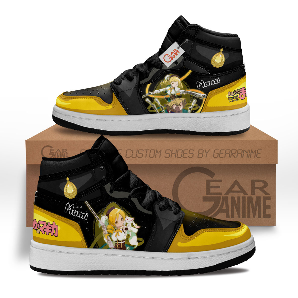 Puella Magi Madoka Magica Mami Tomoe Custom Anime Kids High-Top Leather Sneakers MV0603