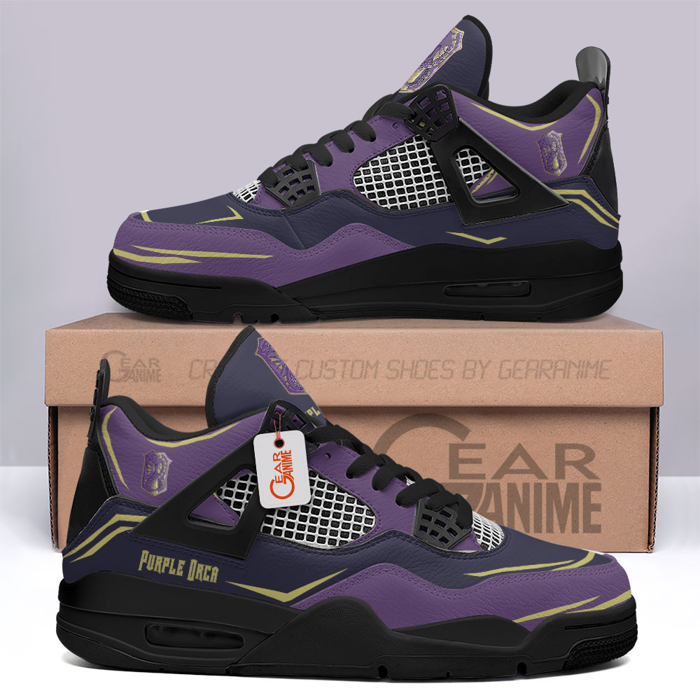 Purple Orca Retro 4 Leather Sneakers Custom Name