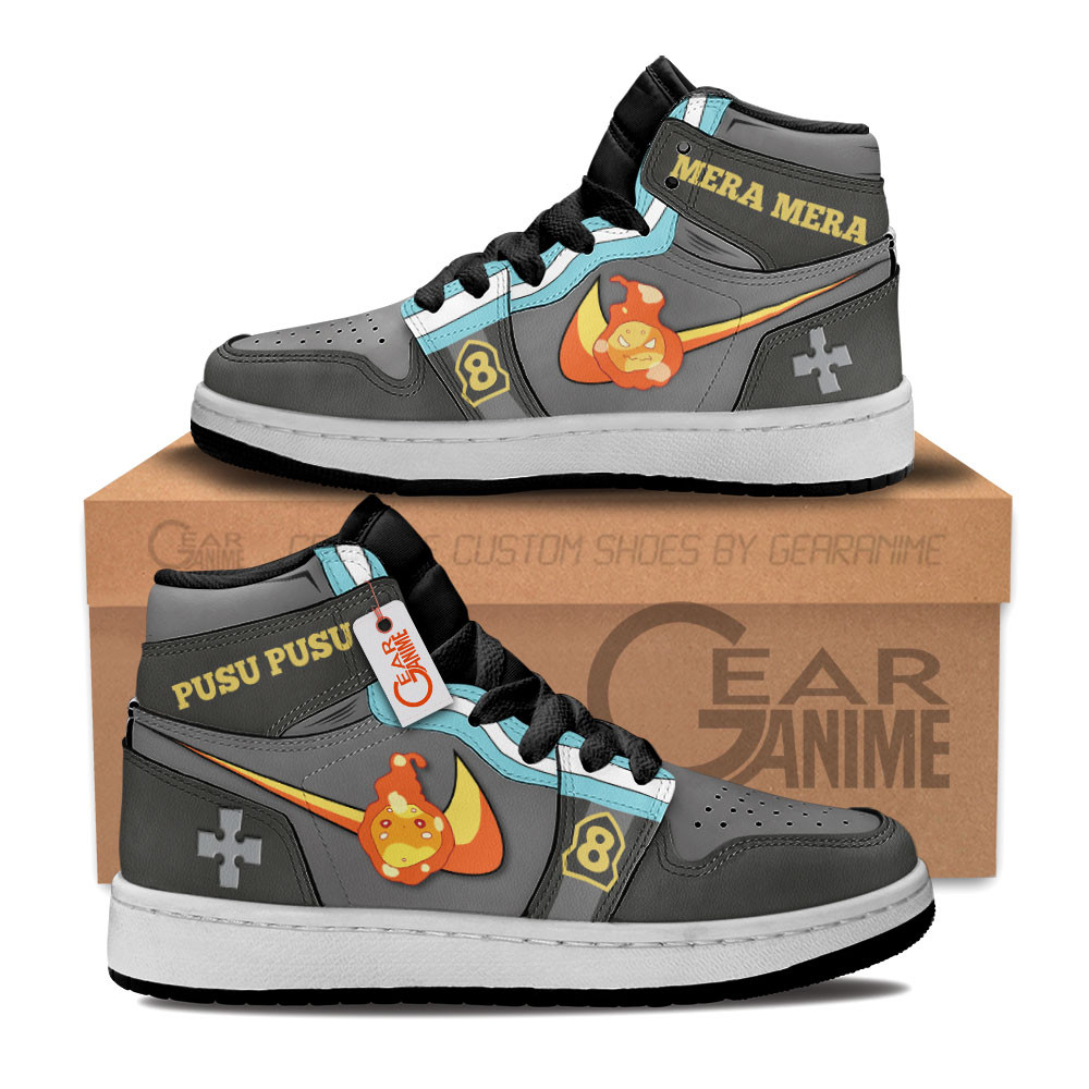 Pusu-pusu and Mera-mera Custom Anime Kids High-Top Leather Sneakers