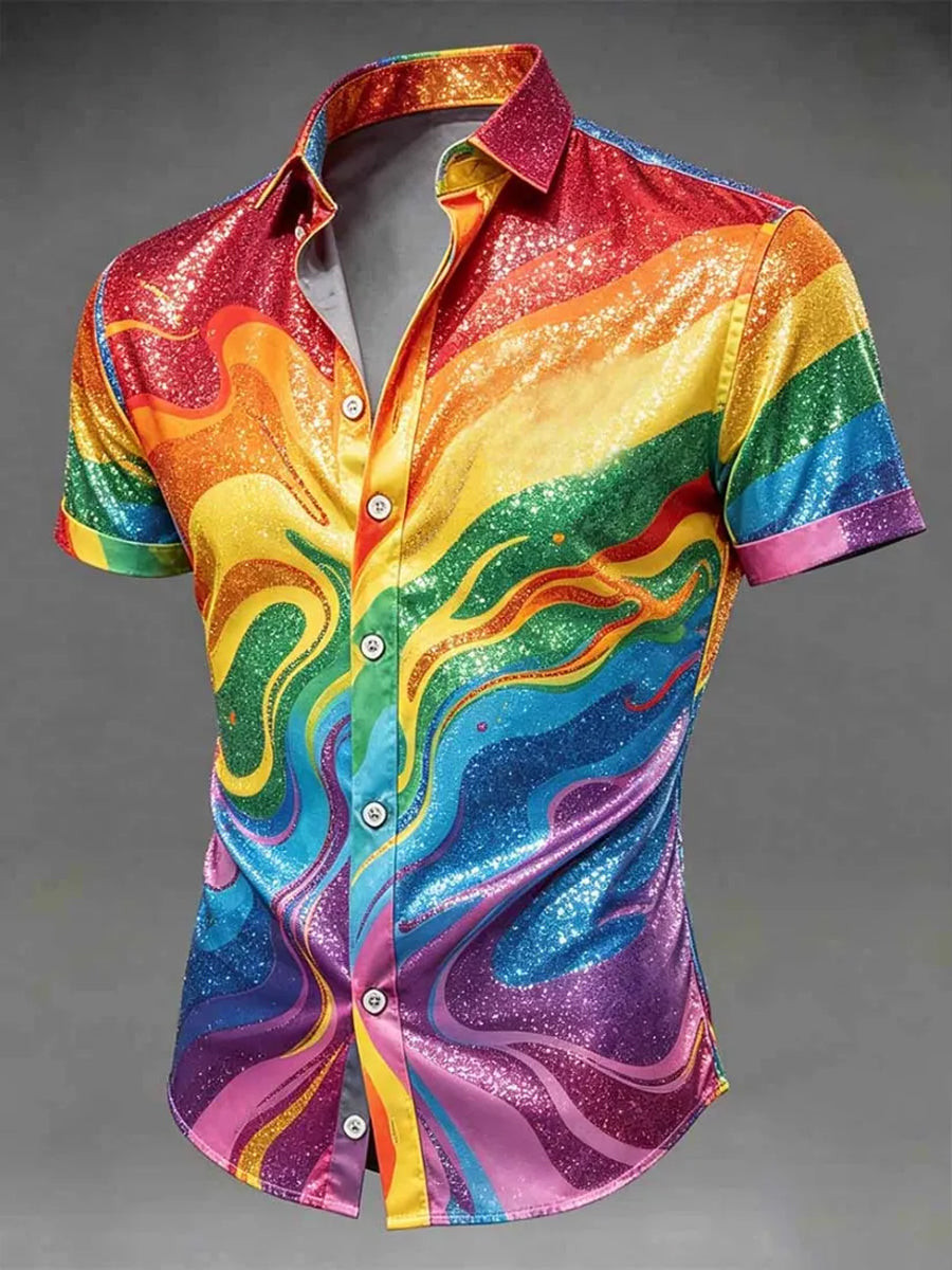 Rainbow Pride Button Shirt LGBTQ Ally Apparel Gift For Diversity Dreamers