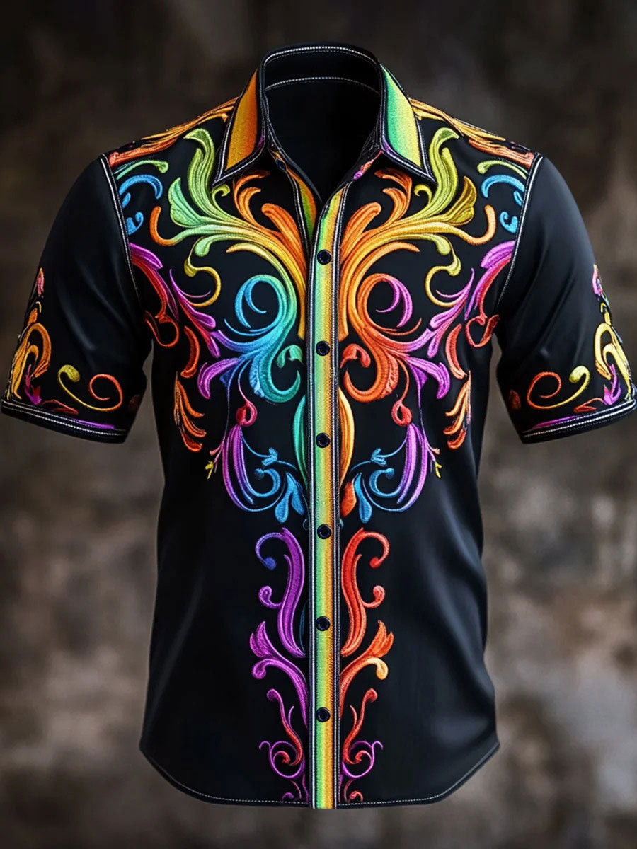 Rainbow Pride Button Shirt Prideful Colors Merch Gift For Community Builders
