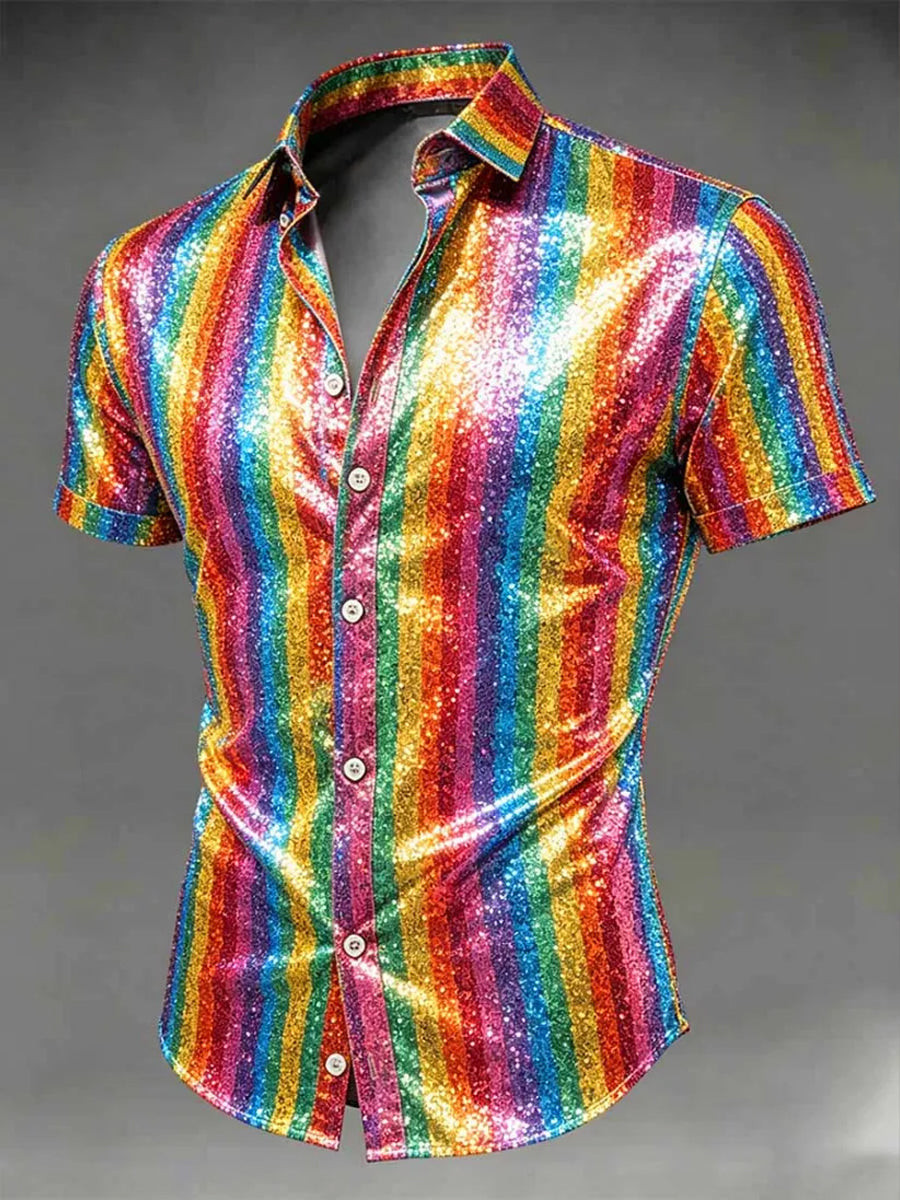 Rainbow Pride Button Shirt Sparkle And Shine Clothes Gift For Transgender People