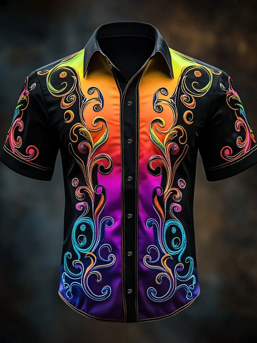 Rainbow Swirls Button Shirt Pride Colors Merchandise Gift For Inclusive Families