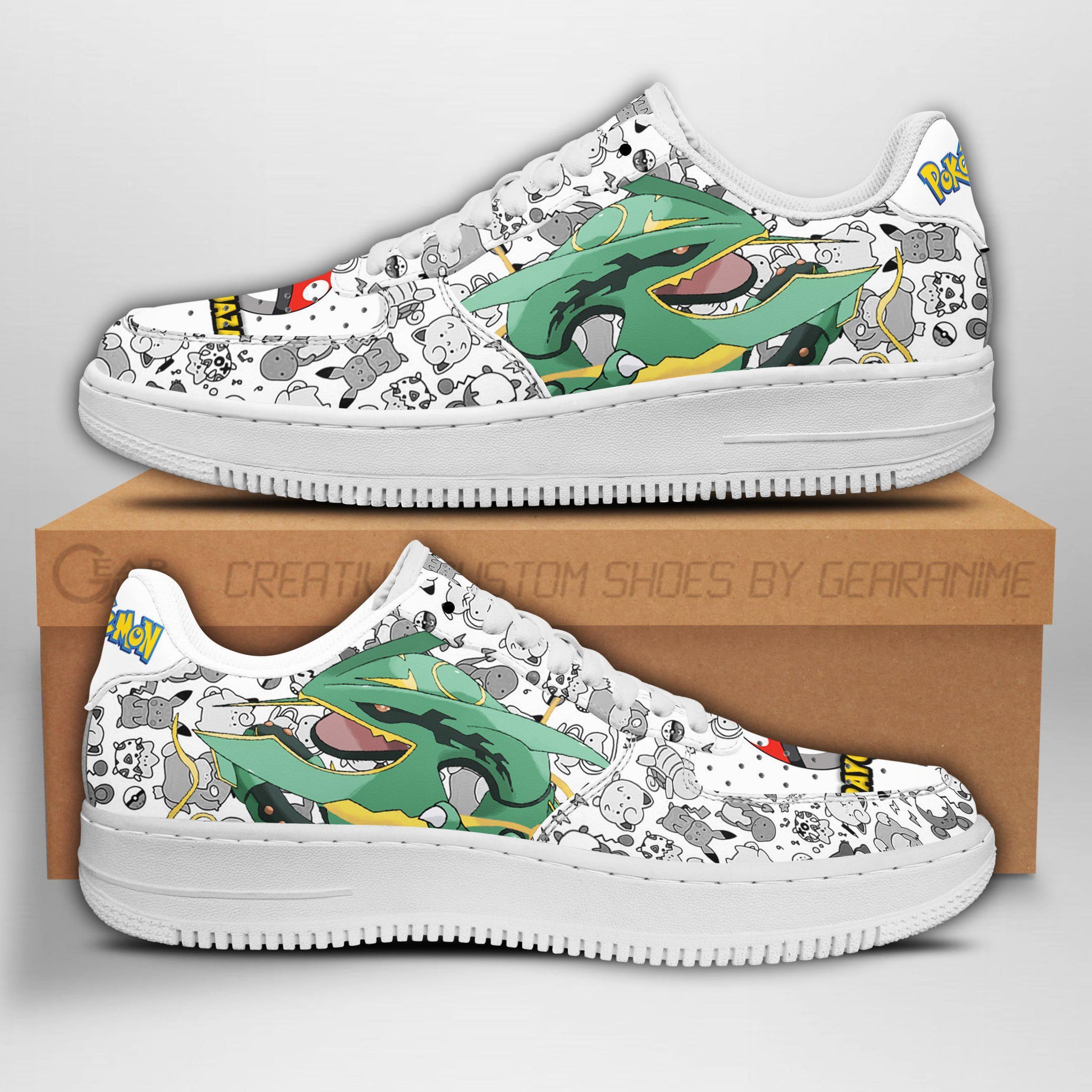 Rayquaza Custom Anime Low-Top Leather Sneakers