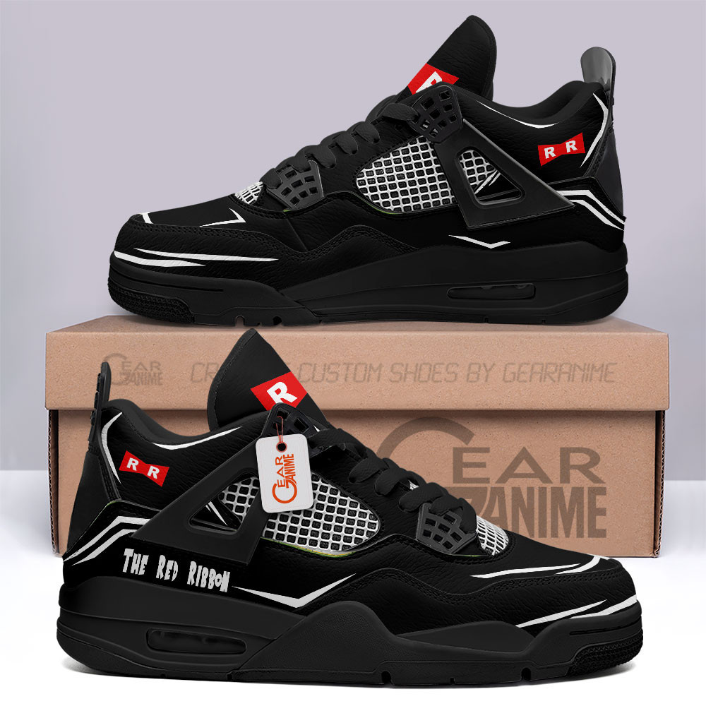Red Ribbon Custom Anime Retro 4 Leather Sneakers DBZ Edition