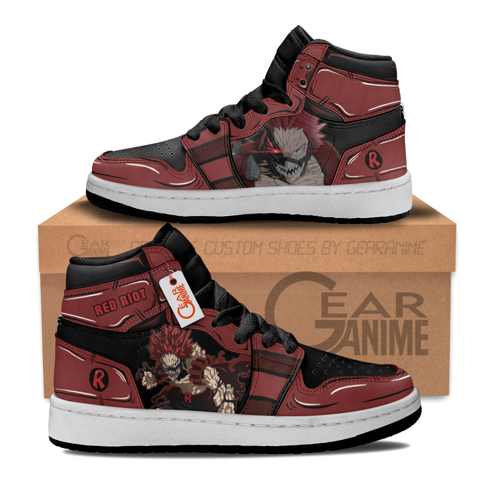 Red Riot Custom Anime Kids High-Top Leather Sneakers Personalized