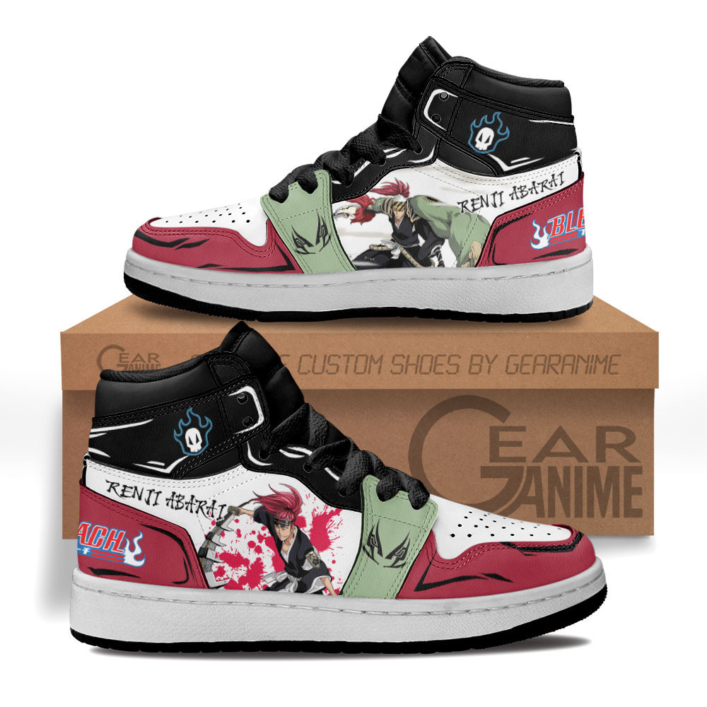 Renji Abarai Custom Anime Kids High-Top Leather Sneakers