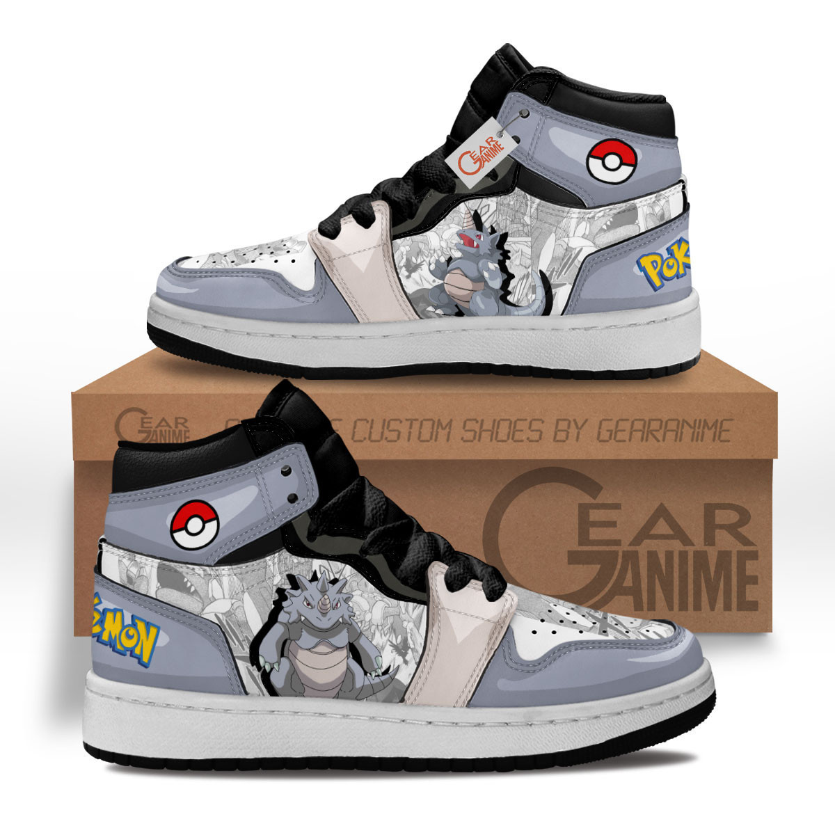 Rhydon Custom Anime Kids High-Top Leather Sneakers