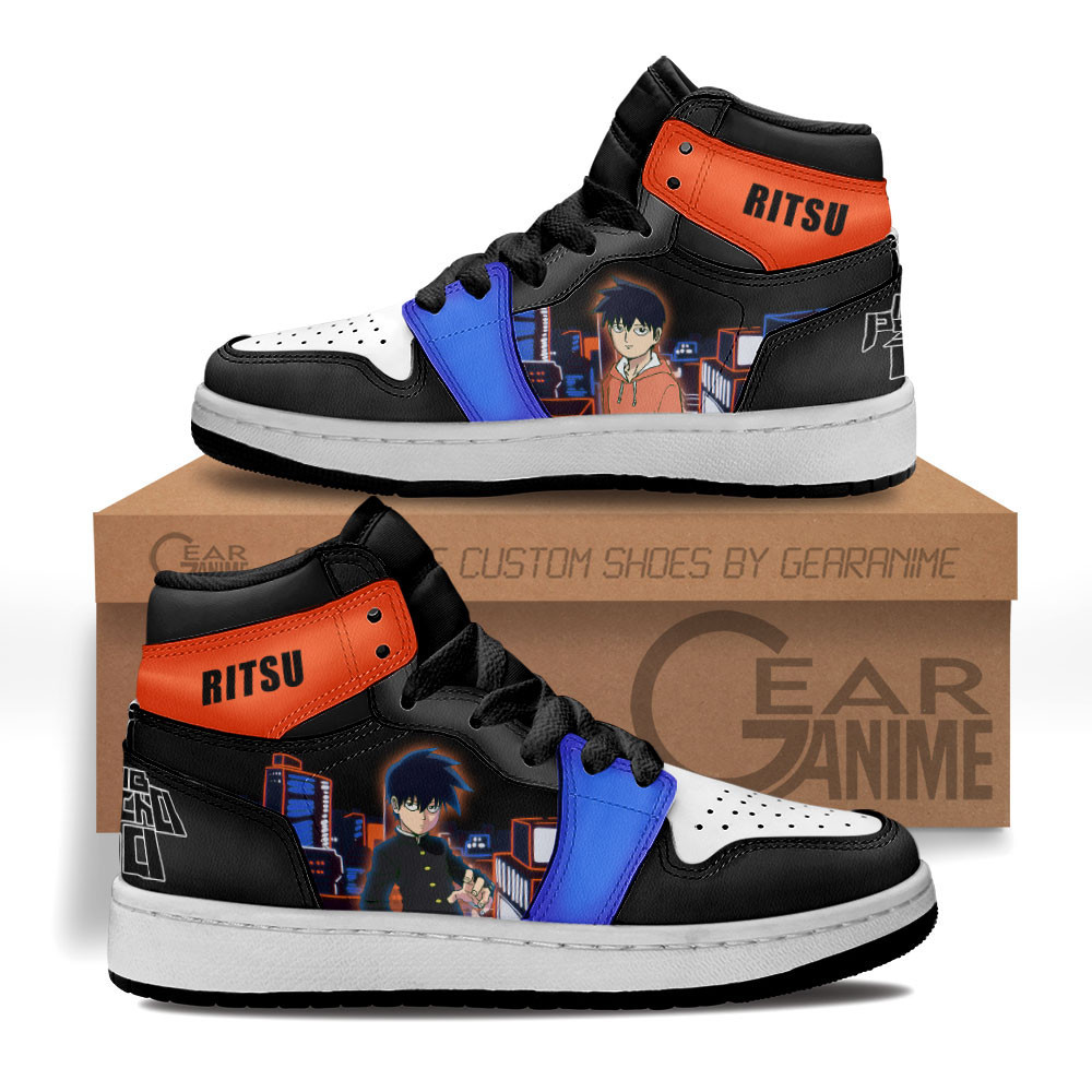Ritsu Kageyama Custom Anime Kids High-Top Leather Sneakers MV2802