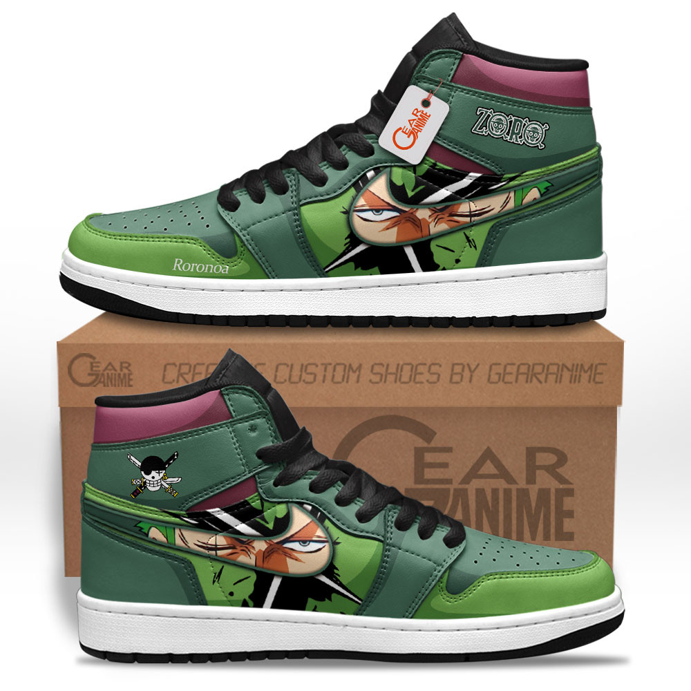 Roronoa Zoro Custom Anime High-Top Leather Sneakers Pirate Hunter
