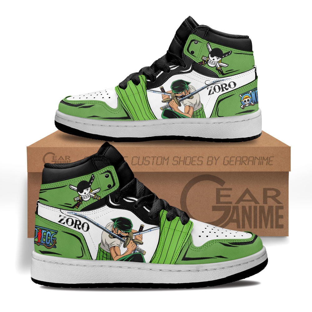 Roronoa Zoro Custom Anime Kids High-Top Leather Sneakers