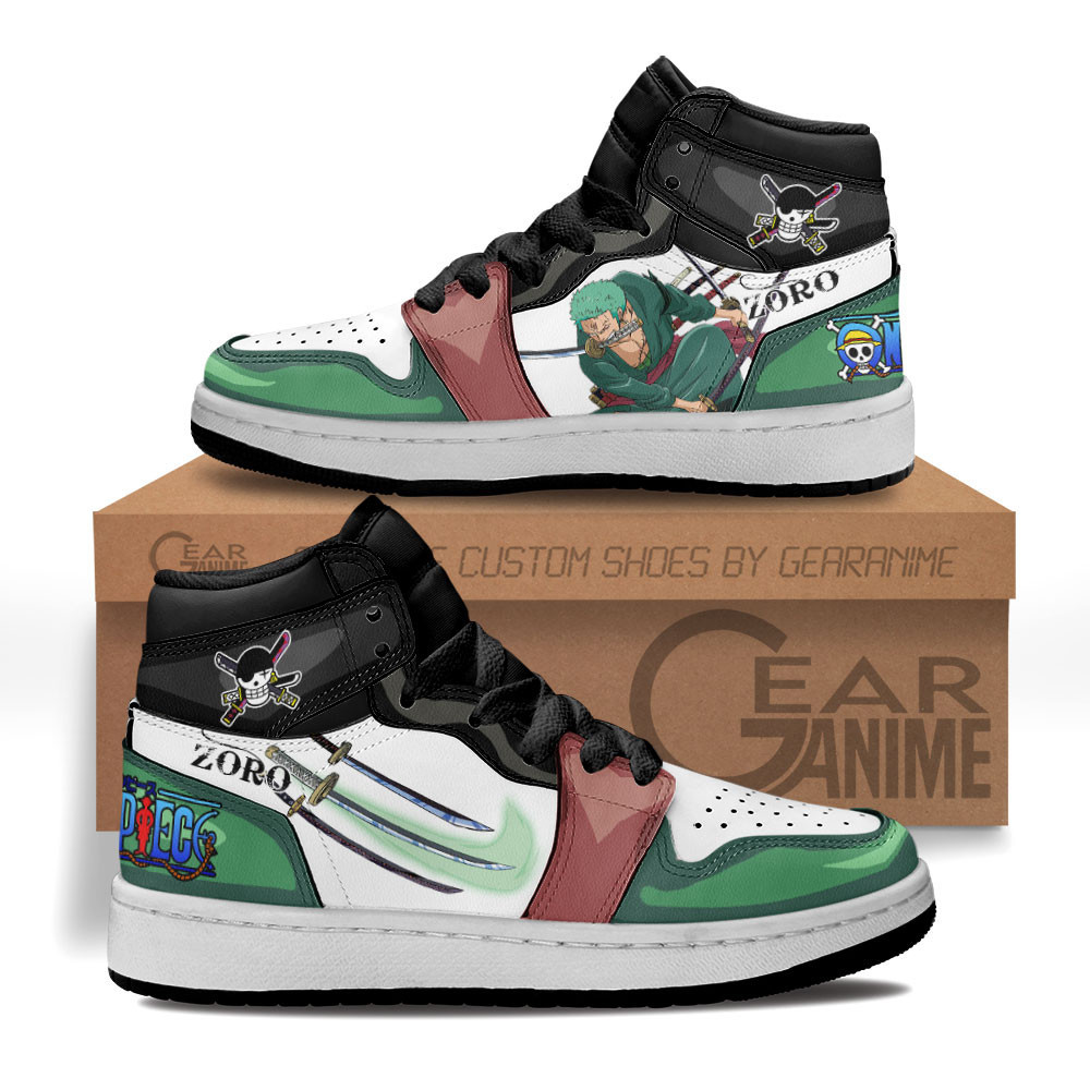 Roronoa Zoro Custom Anime Kids High-Top Leather Sneakers