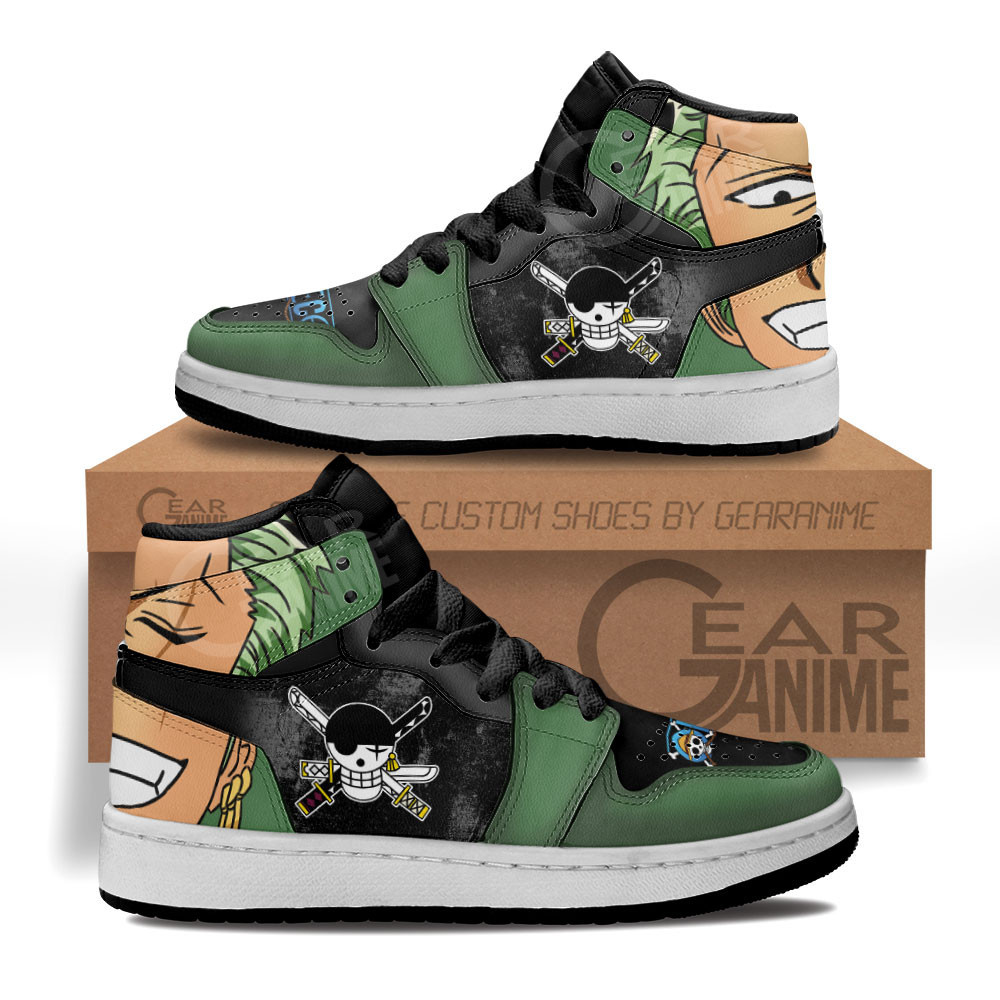 Roronoa Zoro Custom Anime Kids High-Top Leather Sneakers MV1307