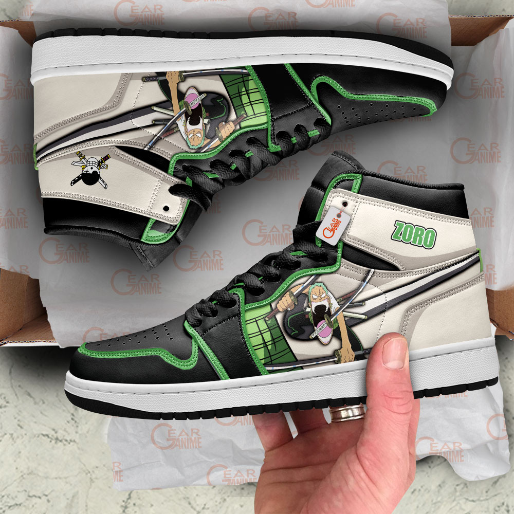 Roronoa Zoro High-Top Leather Sneakers Big Mouth Custom Name