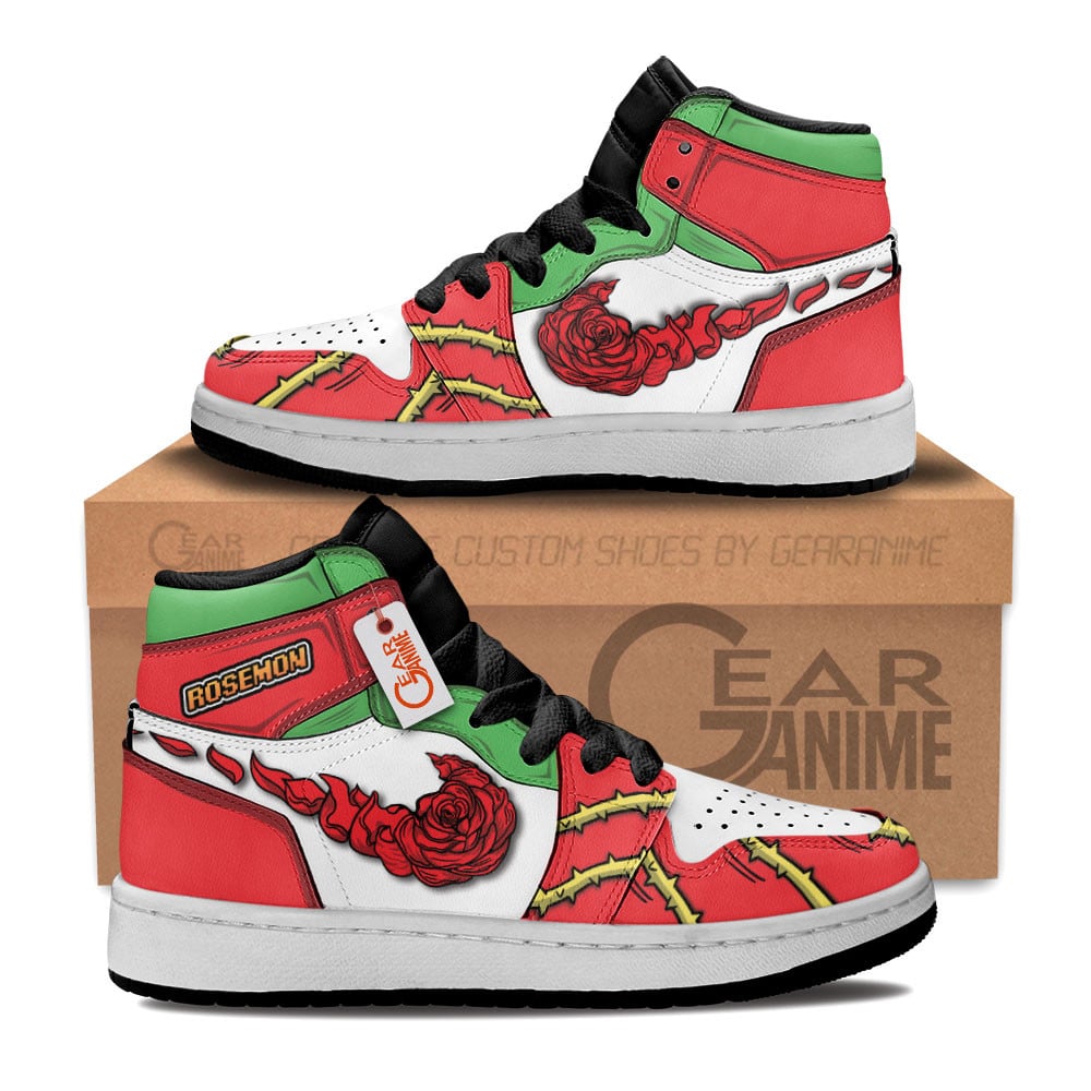Rosemon Custom Anime Kids High-Top Leather Sneakers