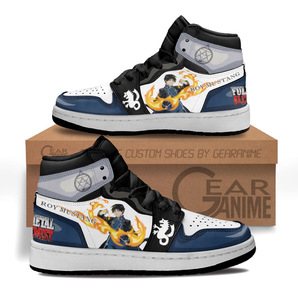 Roy Mustang Custom Anime Kids High-Top Leather Sneakers