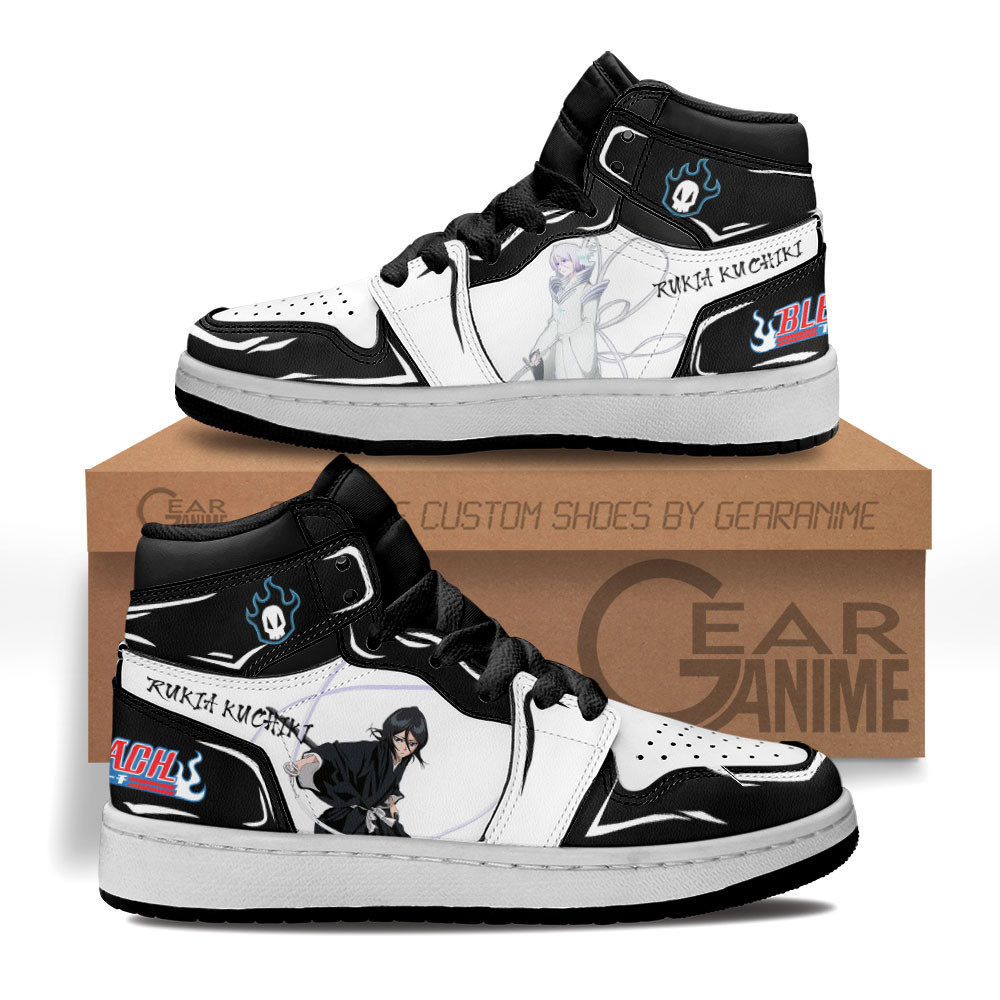 Rukia Kuchiki Custom Anime Kids High-Top Leather Sneakers