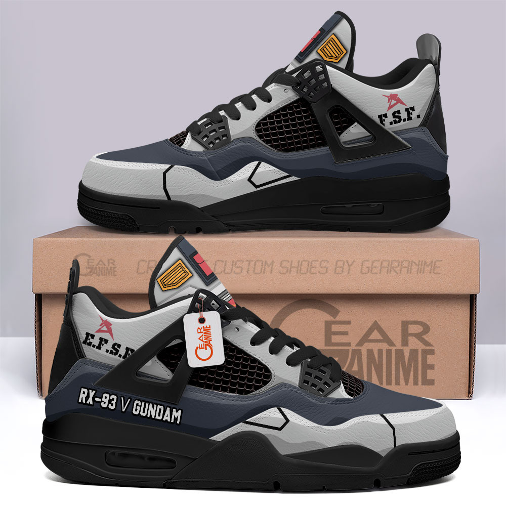 RX-93 V Gundam Retro 4 Leather Sneakers Custom Name