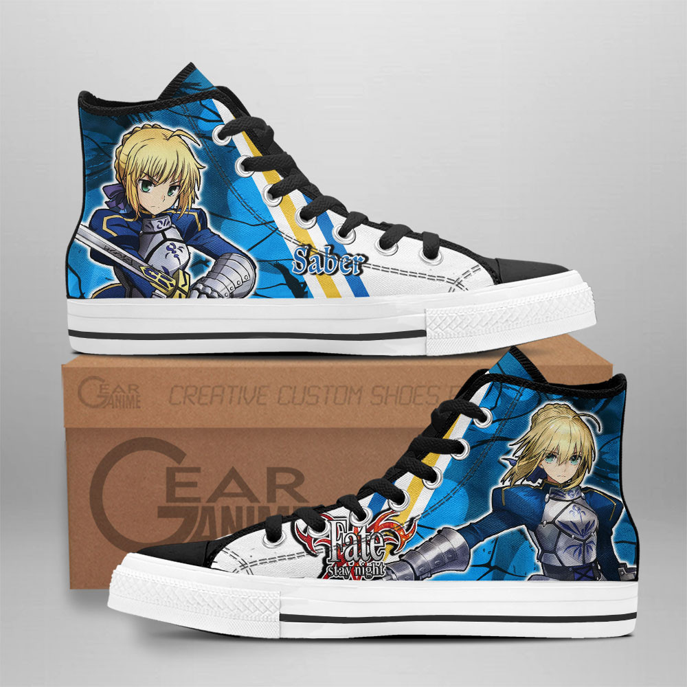Saber Custom Anime High-Top Canvas Shoes