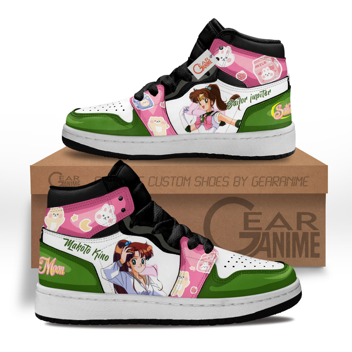 Sailor Jupiter Custom Anime Kids High-Top Leather Sneakers