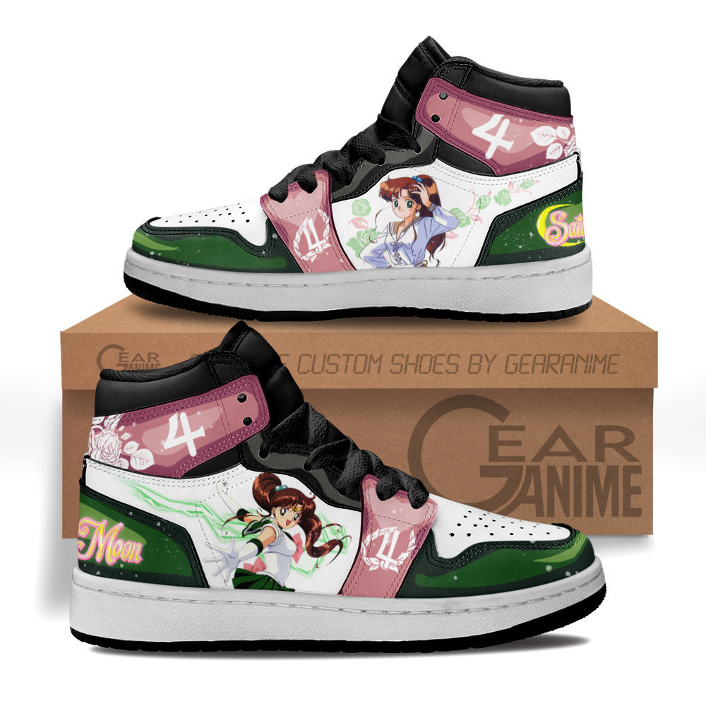 Sailor Jupiter Custom Anime Kids High-Top Leather Sneakers