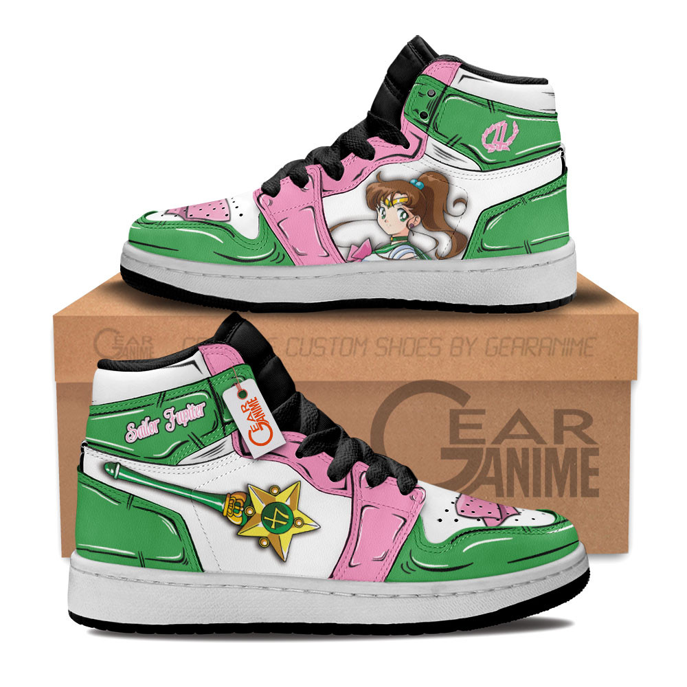 Sailor Jupiter Custom Anime Kids High-Top Leather Sneakers Personalized