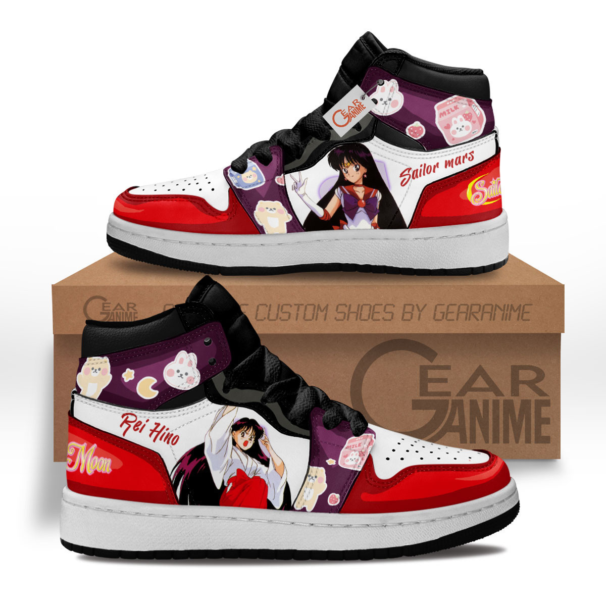 Sailor Mars Custom Anime Kids High-Top Leather Sneakers