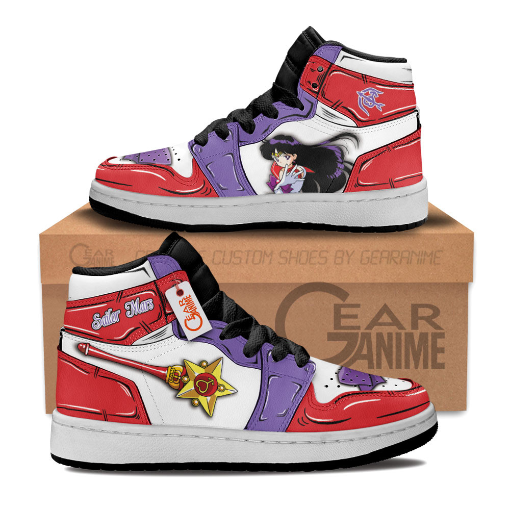 Sailor Mars Custom Anime Kids High-Top Leather Sneakers Personalized
