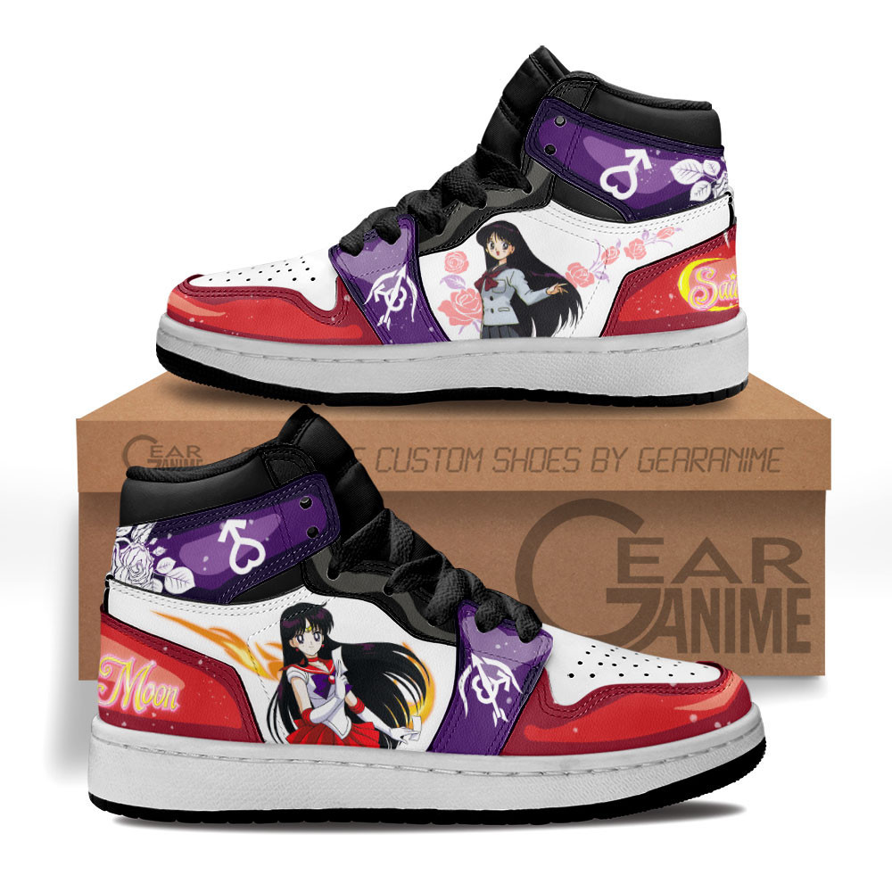 Sailor Mars Custom Anime Kids High-Top Leather Sneakers
