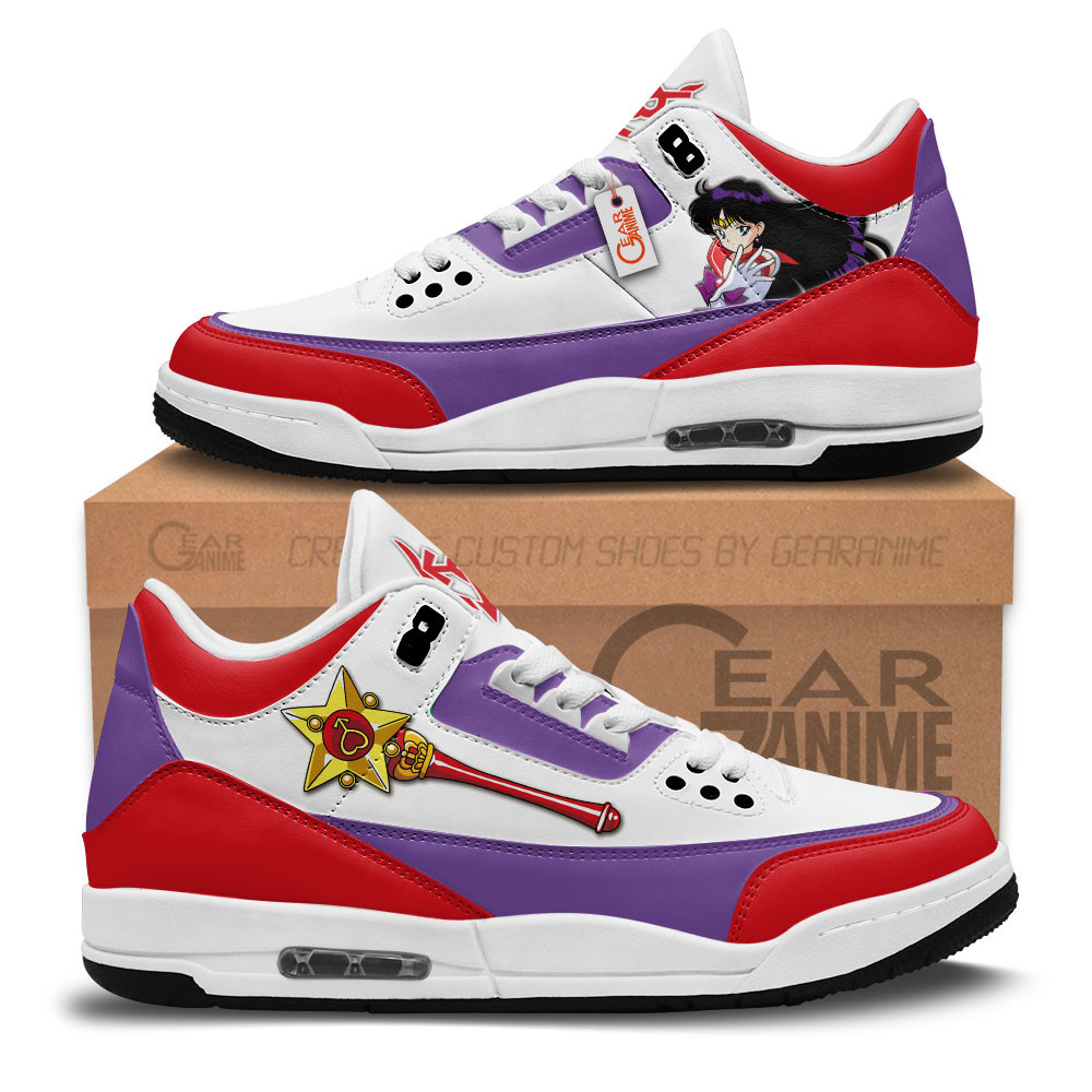 Sailor Mars Custom Anime Retro 3 Leather Sneakers