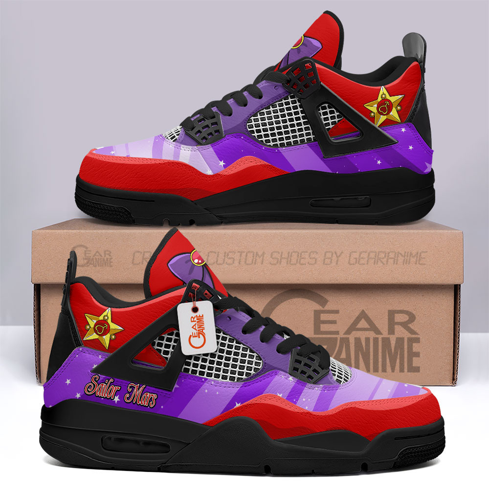 Sailor Mars Retro 4 Leather Sneakers Sailor Senshi Custom Name