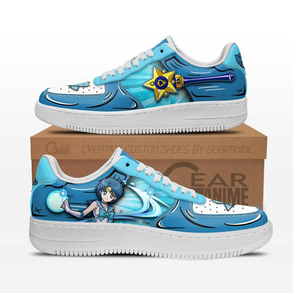 Sailor Mercury Custom Anime Low-Top Leather Sneakers