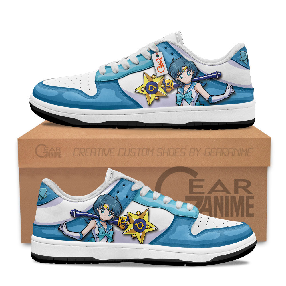 Sailor Mercury Custom Anime Low-Top Skate Sneakers