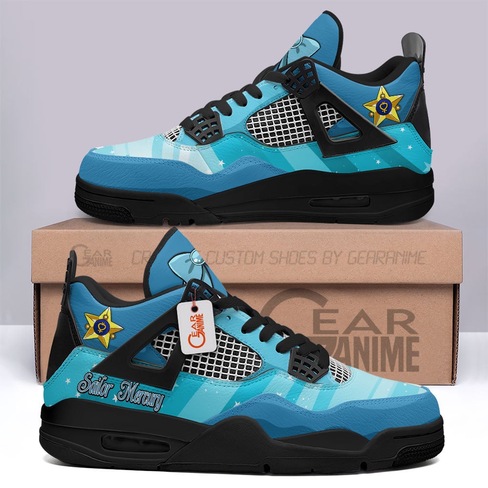 Sailor Mercury Retro 4 Leather Sneakers Custom Name