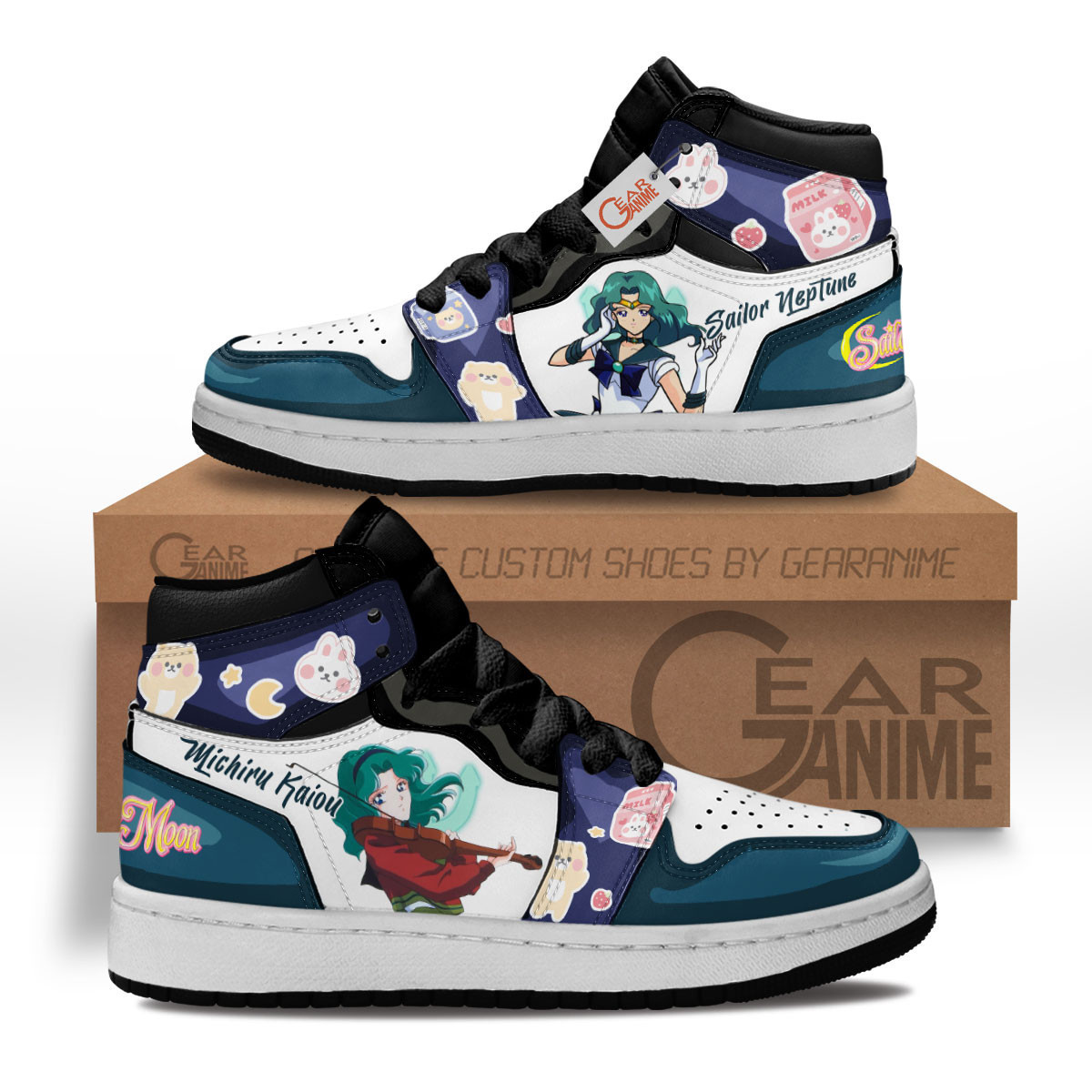 Sailor Neptune Custom Anime Kids High-Top Leather Sneakers