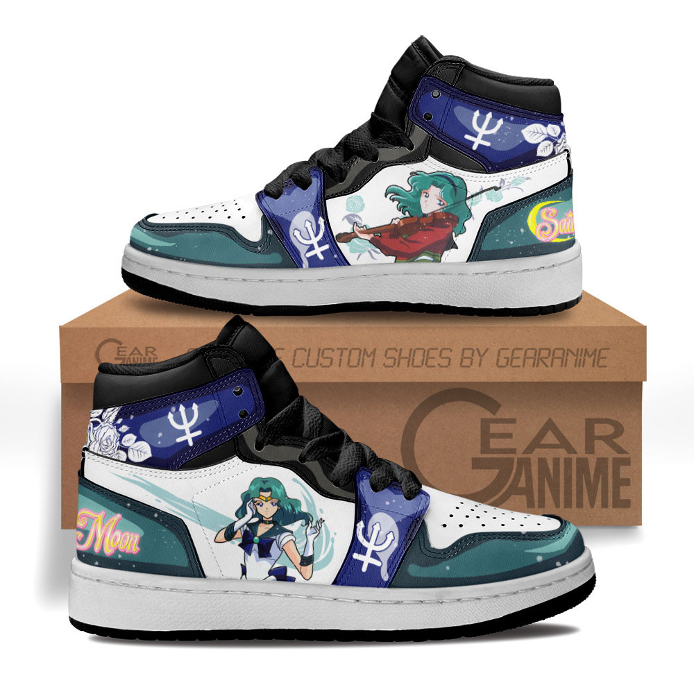 Sailor Neptune Custom Anime Kids High-Top Leather Sneakers