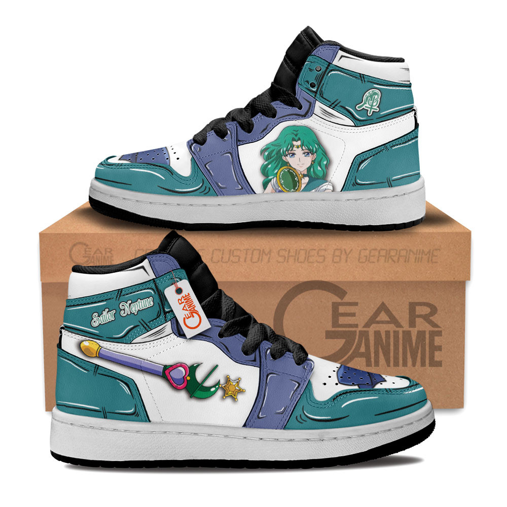 Sailor Neptune Custom Anime Kids High-Top Leather Sneakers Personalized