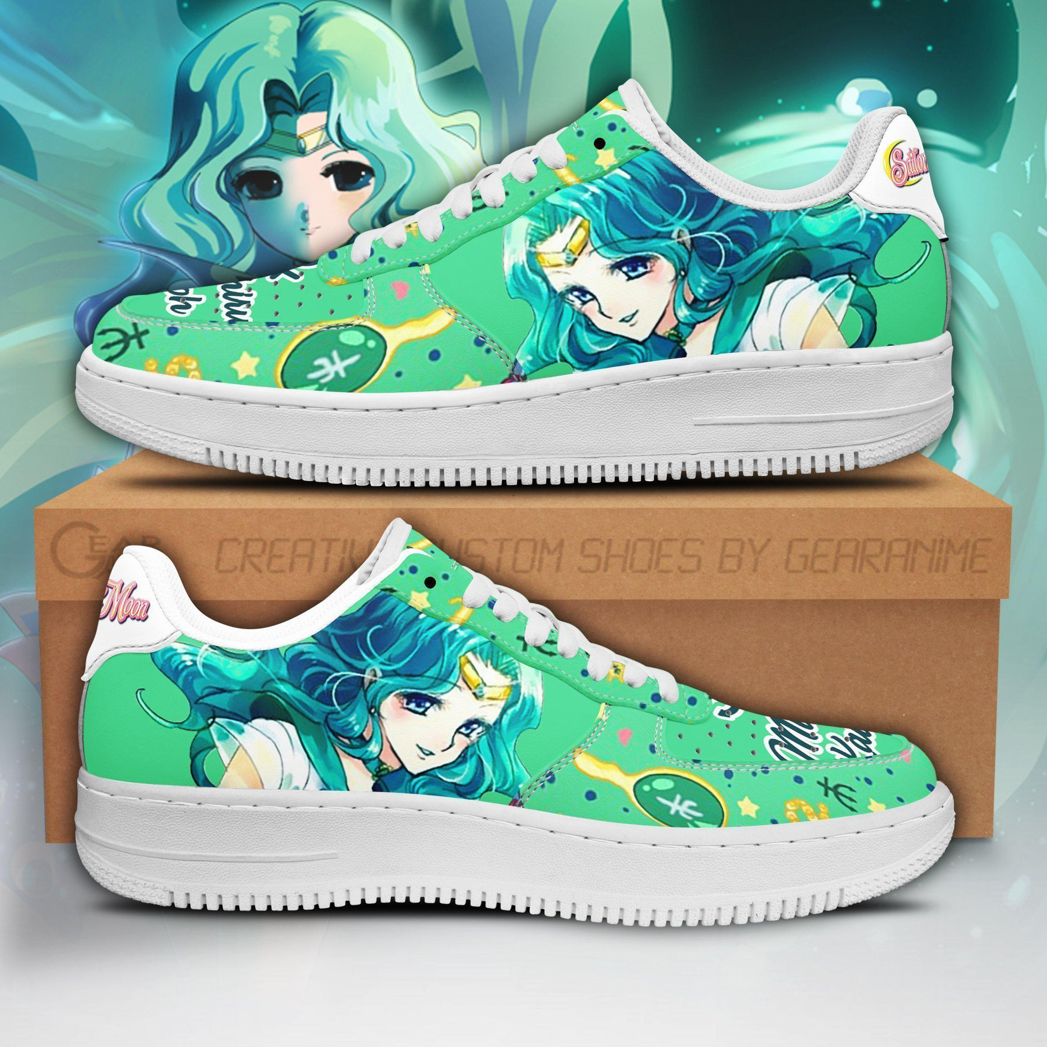 Sailor Neptune Custom Anime Low-Top Leather Sneakers