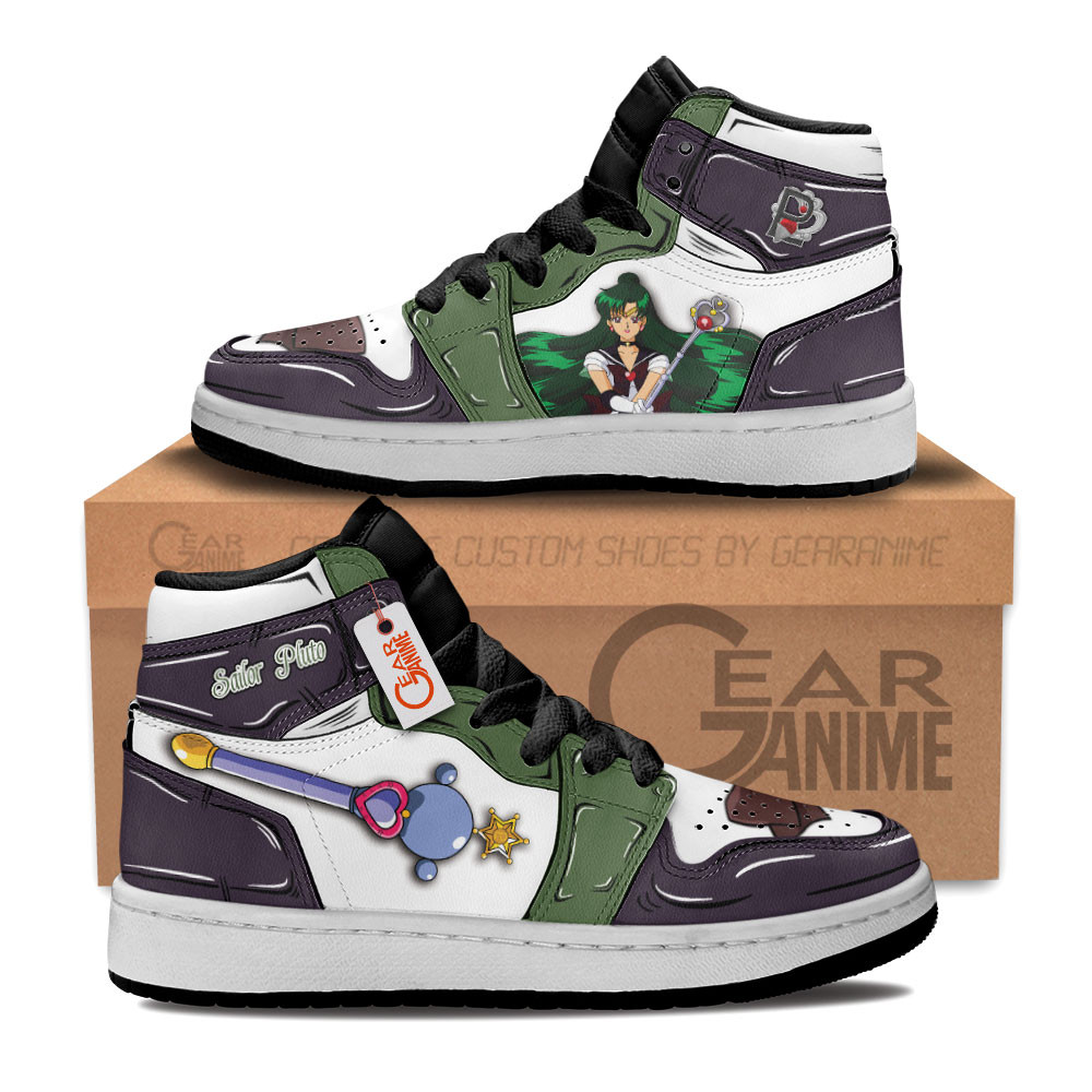 Sailor Pluto Custom Anime Kids High-Top Leather Sneakers Personalized