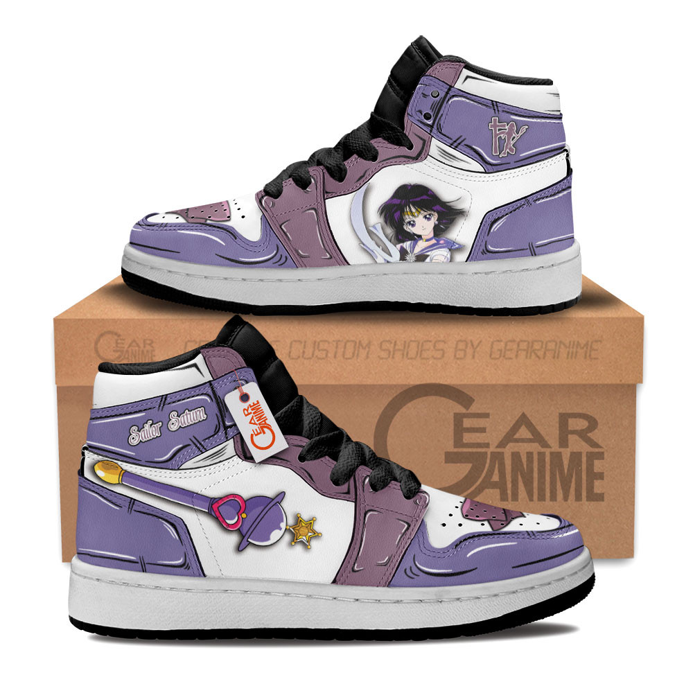 Sailor Saturn Custom Anime Kids High-Top Leather Sneakers Personalized